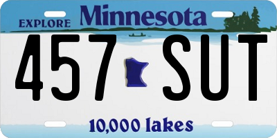 MN license plate 457SUT
