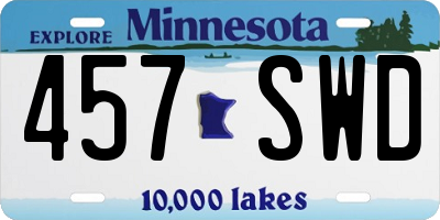 MN license plate 457SWD