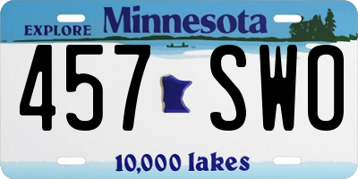 MN license plate 457SWO