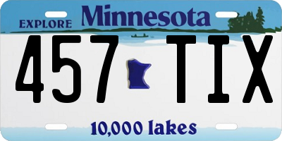 MN license plate 457TIX