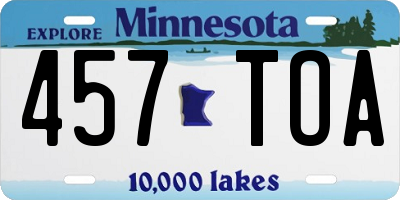 MN license plate 457TOA