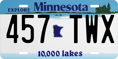 MN license plate 457TWX