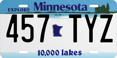 MN license plate 457TYZ