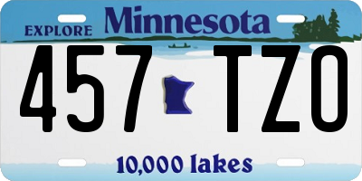 MN license plate 457TZO