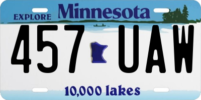 MN license plate 457UAW