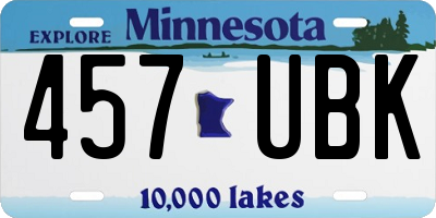 MN license plate 457UBK