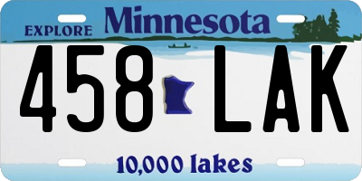 MN license plate 458LAK