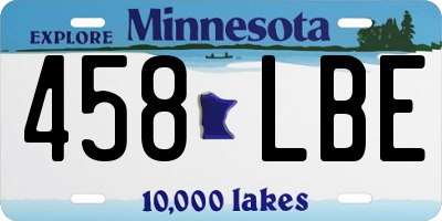 MN license plate 458LBE