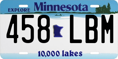 MN license plate 458LBM
