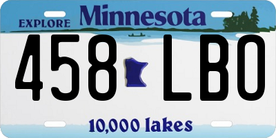 MN license plate 458LBO