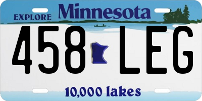 MN license plate 458LEG