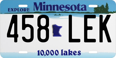 MN license plate 458LEK