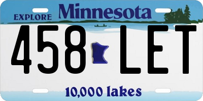MN license plate 458LET