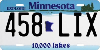 MN license plate 458LIX