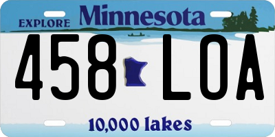 MN license plate 458LOA