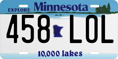 MN license plate 458LOL