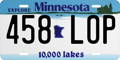 MN license plate 458LOP