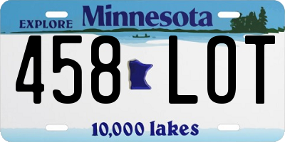 MN license plate 458LOT
