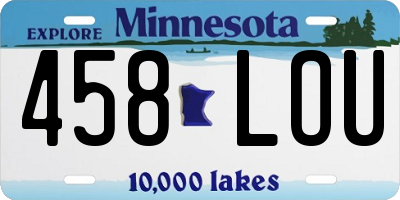 MN license plate 458LOU