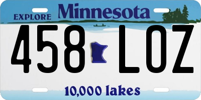 MN license plate 458LOZ