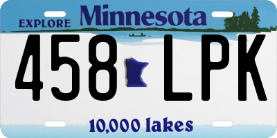 MN license plate 458LPK