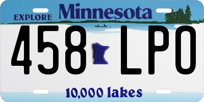 MN license plate 458LPO