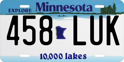 MN license plate 458LUK