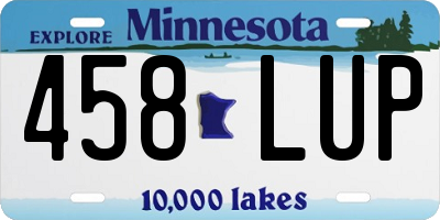 MN license plate 458LUP