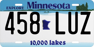MN license plate 458LUZ