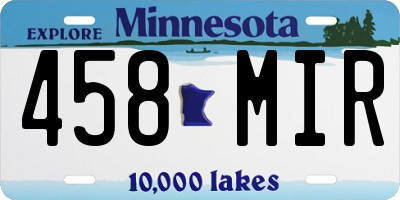 MN license plate 458MIR
