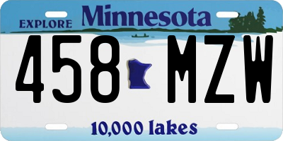 MN license plate 458MZW