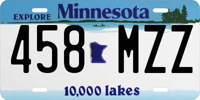 MN license plate 458MZZ