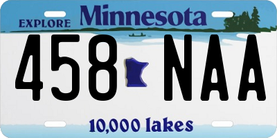 MN license plate 458NAA