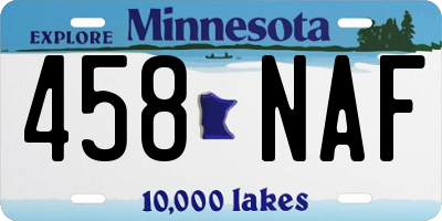 MN license plate 458NAF