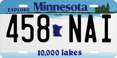 MN license plate 458NAI