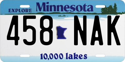 MN license plate 458NAK