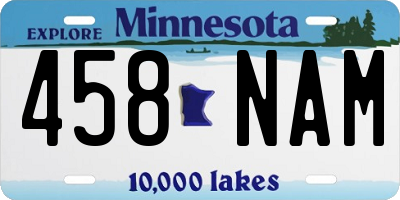 MN license plate 458NAM