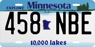 MN license plate 458NBE