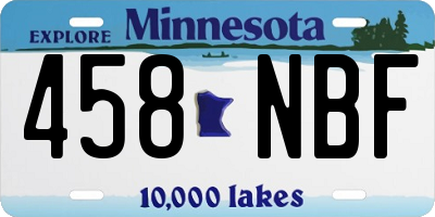 MN license plate 458NBF