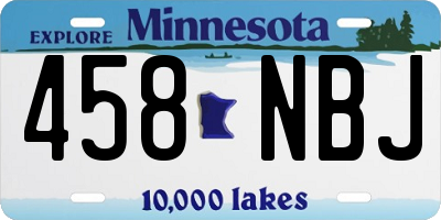 MN license plate 458NBJ