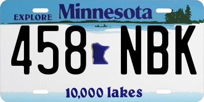 MN license plate 458NBK