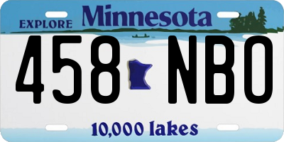 MN license plate 458NBO