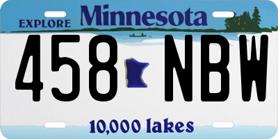 MN license plate 458NBW