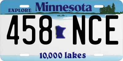 MN license plate 458NCE