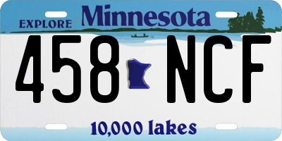 MN license plate 458NCF