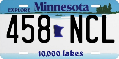 MN license plate 458NCL