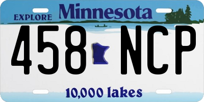MN license plate 458NCP