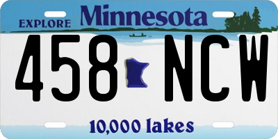 MN license plate 458NCW