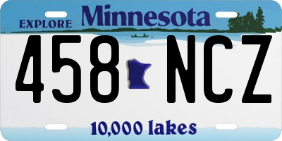 MN license plate 458NCZ