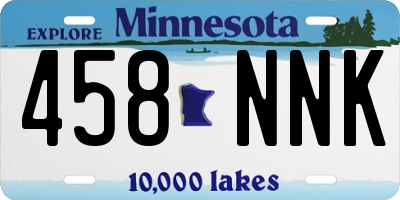 MN license plate 458NNK